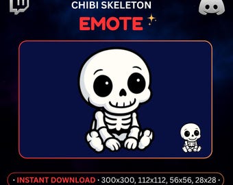 Chibi Skeleton Emote - Twitch & Discord Stream Overlay (Digital Download)
