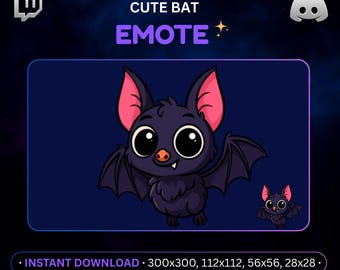 Purple Chibi Bat Emote – Halloween Streaming Emoji (Digital Download)