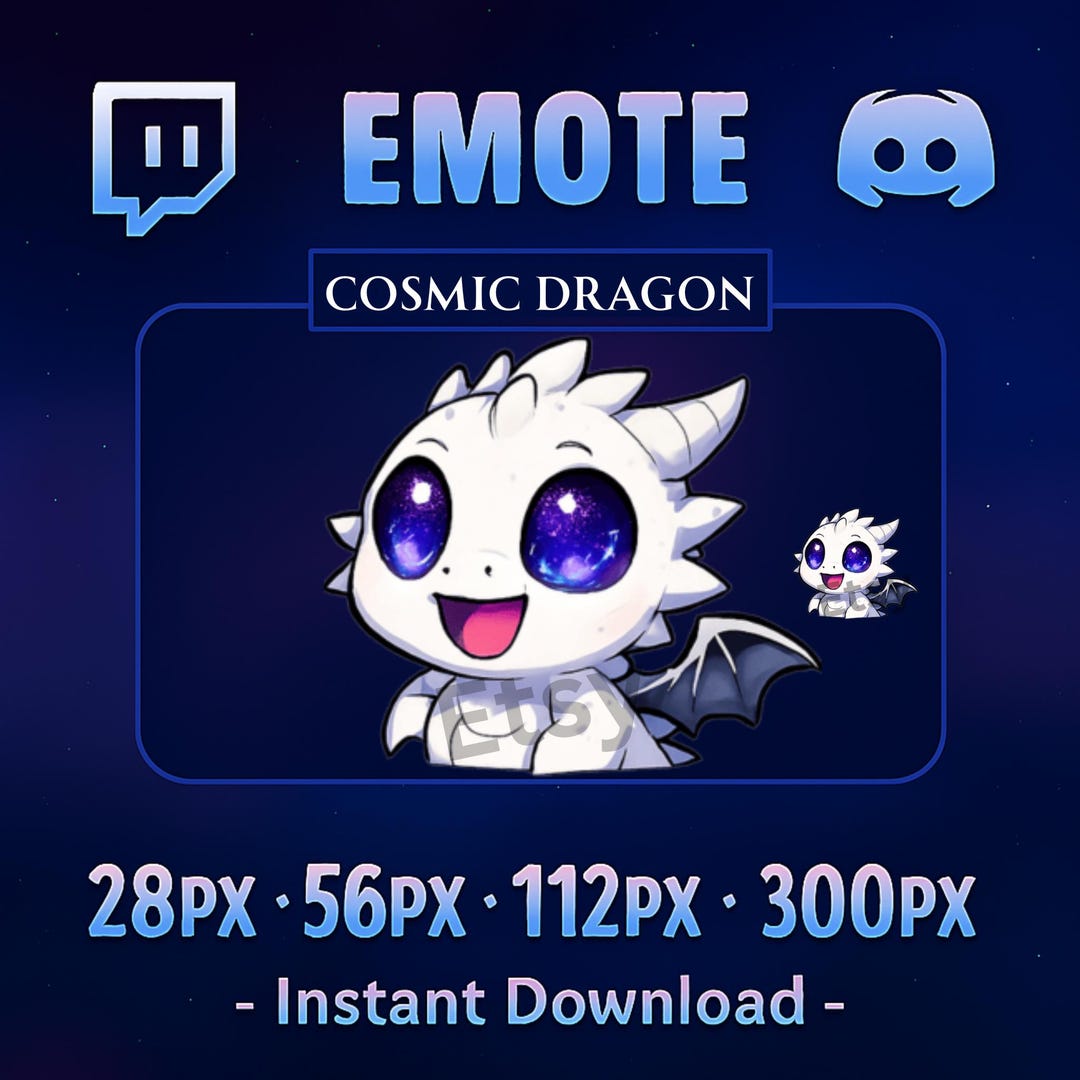 Baby White Dragon Emote: Big Smile Twitch/discord Emoji - Etsy