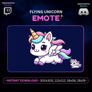Flying Unicorn Emote – Cute Stream & Discord Emoji