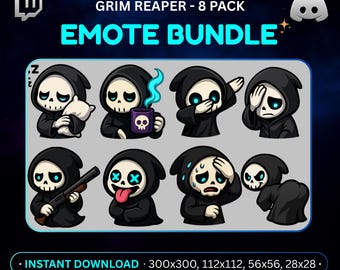 Paquete de emoticonos de la Parca (8 unidades) / Set de emojis de Halloween para Twitch y Discord