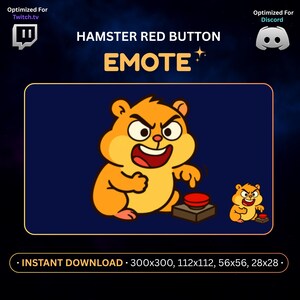 Hamsteremote met rode knop: chaotische paniek-emoji voor Twitch & Discord