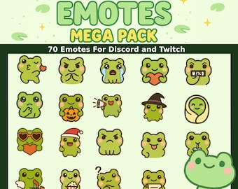 Kawaii Frog Emotes – 70 Emoji Pack for Discord & Twitch (Digital Download)