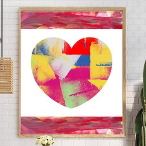 Abstract Heart Wall Art | Colorful Printable Poster | Modern Digital Download | Love Poster Digital File