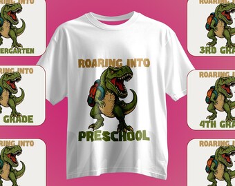 Dino School PNG Bundle, Back to School Clipart (Digital Download)