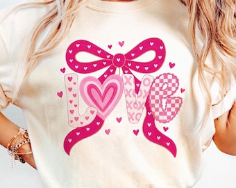 Coquette Heart Bow PNG – Design per maglietta di San Valentino preppy, XOXO Be Mine Cute Valentine PNG, Download digitale a sublimazione retrò, Regalo di San Valentino
