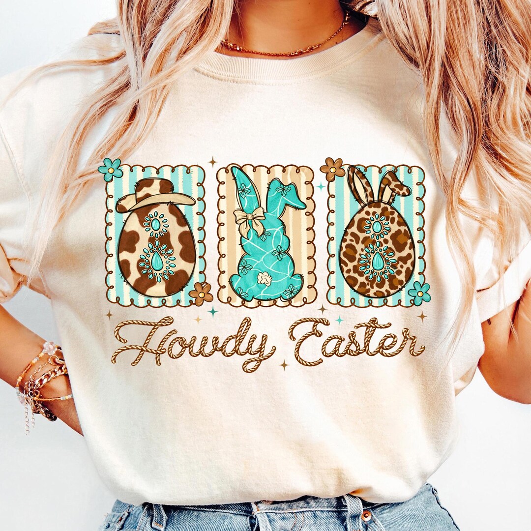 Spring Howdy Western Cowgirl Bunny Howdy Easter PNG – Cute Kids Easter Shirt Design ...