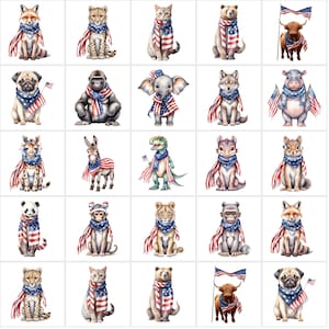 Independence day clipart png bundle | 4th of July Graphic | American Patriotic Watercolor PNG | Red White & Blue Clipart