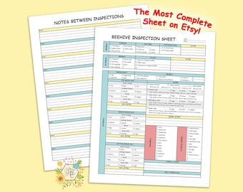 Hoja de inspección del apiario de apicultura de colmena, hoja de trabajo, registro, diario, organizador, PDF, imprimible, descargable, Goodnotes