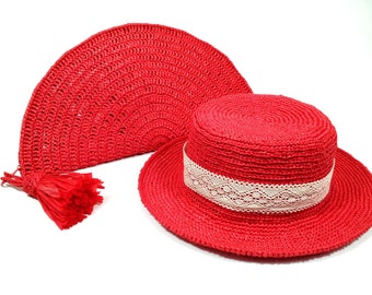 cappello di paglia all'uncinetto, cappello estivo, cappello da spiaggia, cappello a barca, modello di cappello all'uncinetto