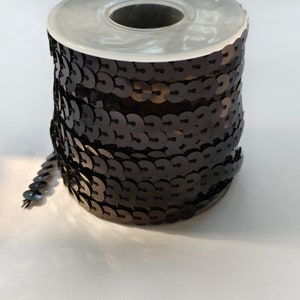 PET-lint met lovertjes, 30 yards, paillettenrand, koorden met lovertjes, koord met lovertjes 6 mm, zwart
