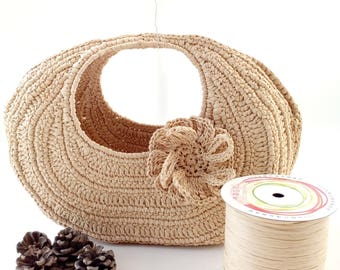 elegant straw basket, summerbag, beach bag,  crochet bag pattern
