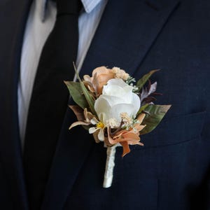 Terracotta Boutonniere & Corsage Set l Autumn Wedding Boutonniere Corsage l Boho Fall Wrist Corsage Boutonniere