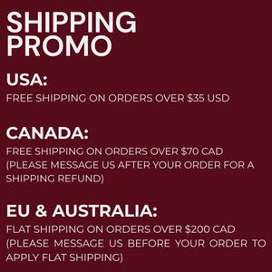 Shipping Promo: USA, Canada, EU & Australia