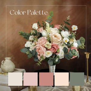 Dusty Pink Wedding Bouquet l Ivory Dusty Pink Wedding Bouquet l Artificial Bridesmaids Bouquet l Wedding Silk Flowers Bouquet
