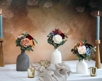 Silk Flower Bud Vase Bouquet Set, Keepsake Wedding Decor