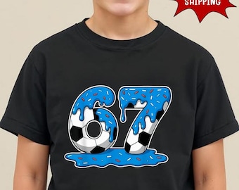 Ice Cream Drip 67 Soccer Meme Tee, Funny Number Shirt