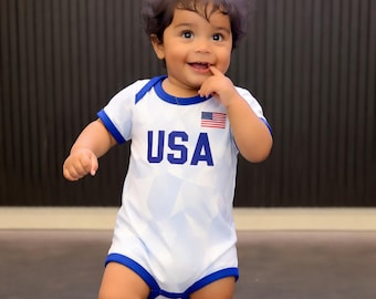 USA Soccer Baby Bodysuit | USA White Jersey for Newborn