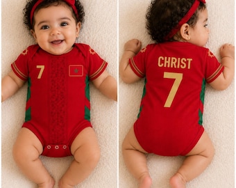Body per neonati della nazionale di calcio del Marocco, completo per neonati del Marocco, versione per tifosi 2026
