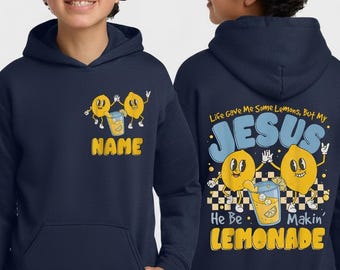 Personalized Kids Jesus Lemonade Hoodie, Funny Christian Youth Shirt