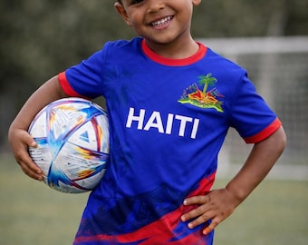 Haiti Soccer Jersey Custom Name Number Tee, Haitian Flag Soccer Fan Shirt