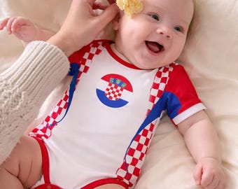 Body de bebê da seleção croata de futebol | Camisa de bebê da Croácia