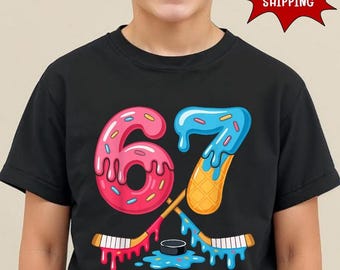 Camiseta de aniversário "Eu tinha 6 anos, agora tenho 7", camiseta de aniversário de 7 anos com tema de hóquei
