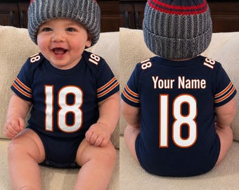 Custom Chicago Football Babysuit, Sports Romper, Personalized Chicago Game Day Baby Tee