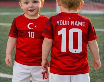 Türkiye-voetbalshirt voor kinderen, aangepaste fanversie 2026, gepersonaliseerd naamnummer