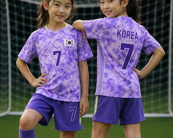 Zuid-Korea voetbalshirt voor kinderen, aangepaste fanversie 2026, paarse trui - gepersonaliseerd naamnummer
