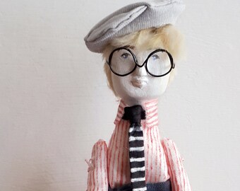 David Hockney Doll // Portrait Art Doll // Artist David Hockney // David Hockney Painter / Gift for Art Collector / Gift Idea for Art Lover