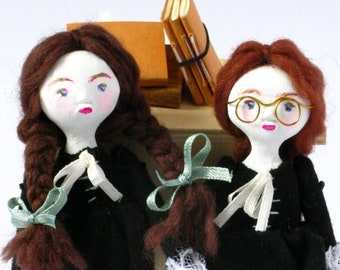 Art Dolls Julie and Cléo Paper Clay Dolls OOAK