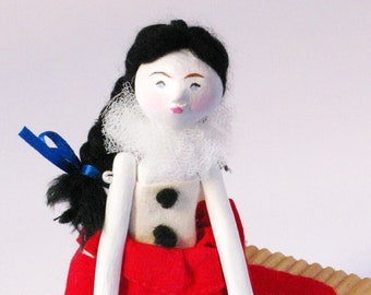 Art Doll - Pierrette the Comedian  - Contemporary Handmade Paper Clay Doll - One Of A Kind