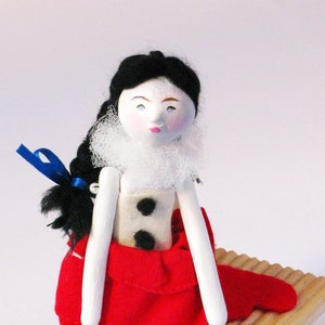Art Doll - Pierrette the Comedian  - Contemporary Handmade Paper Clay Doll - One Of A Kind