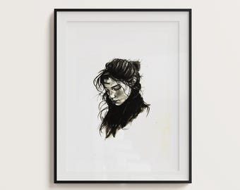 Lost in Thought – Expressive Charcoal Portrait
