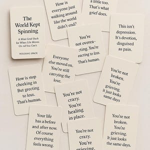 Le monde continue de tourner – Jeu de cartes imprimable pour le deuil à utiliser lorsque la vie avance et que vous ne pouvez pas