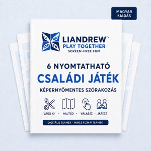 Nyomtatható családi papírhajtogatós játékcsomag: 6 képernyőmentes játék, azonnali PDF-letöltés