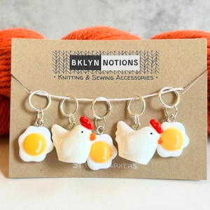 Stitch Markers for Knitting Chicken and Egg Theme
