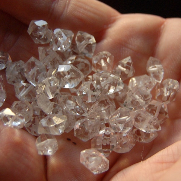 10 Medium Sized Drilled B Grade Herkimer Diamond Crystal Quartz Beads 6 to 10mm