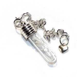 Free Ship UK Powerful White Petalite and Herkimer Crystal Vial Pendulum or Pendant Ascension Angelic Protection Synergy Stone