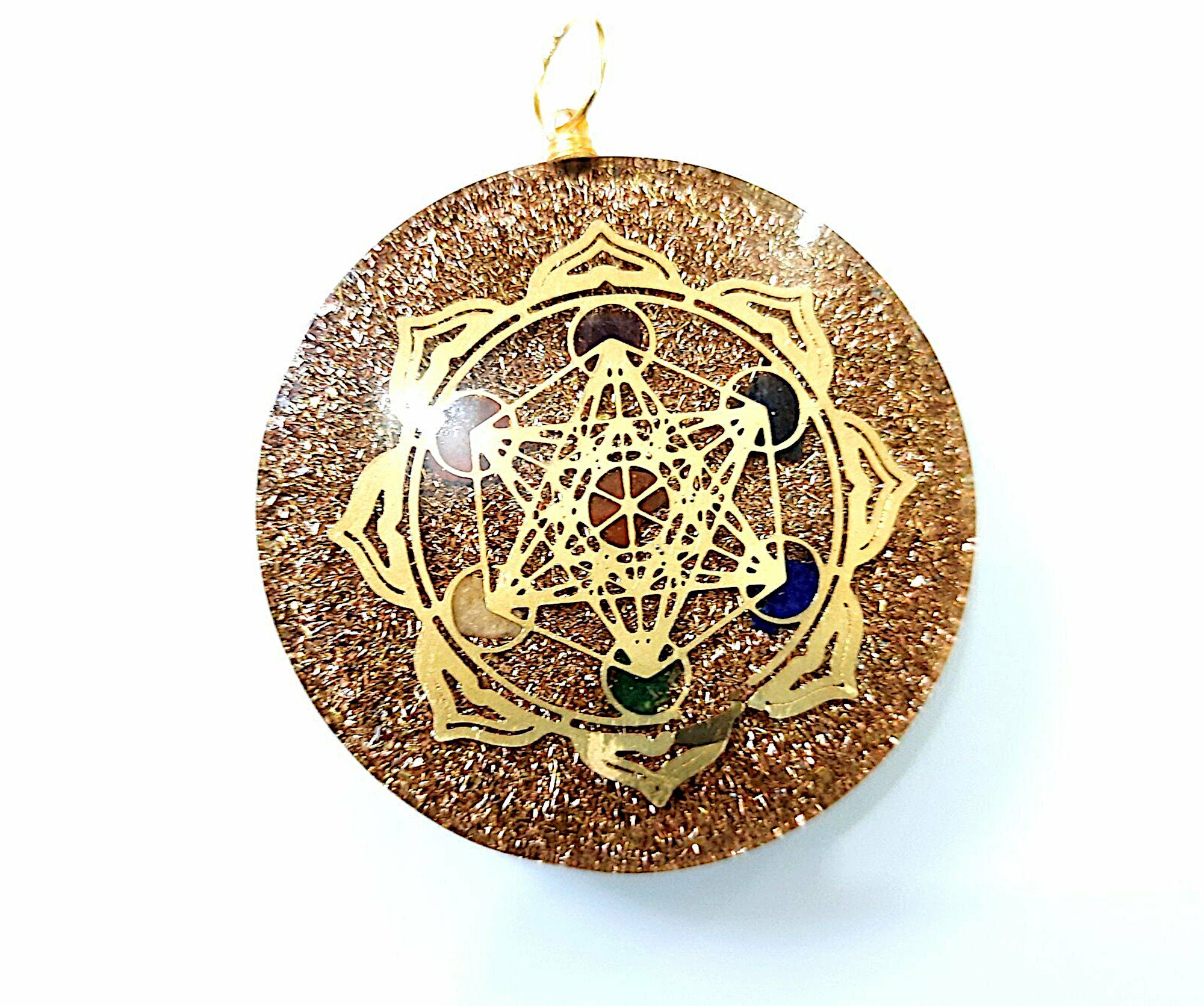 TAMHOPE 7 Chakra Orgonite Pyramid Flower Of Life Pyramid, Protezione EMF Cristalli Di Guarigione Dei Cristalli E Pietre Meditazione Chiaranti Chakra (Extra Large 8cm / 3.15 - Foto 6
