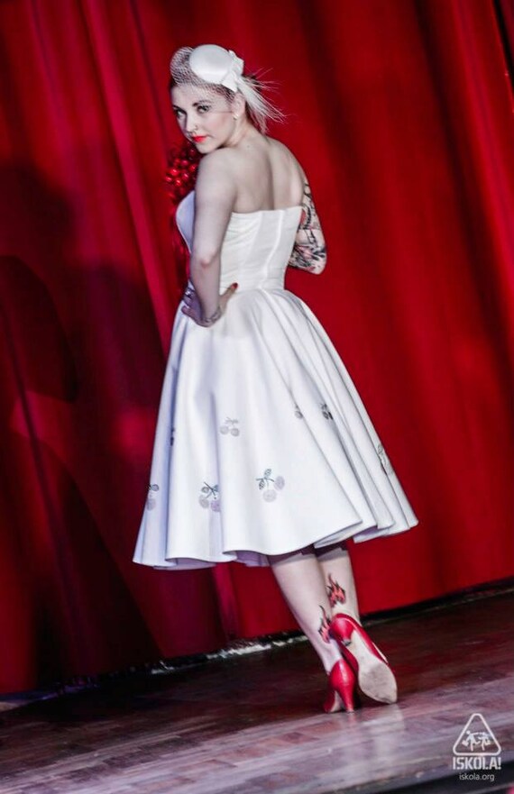 Cherry Wedding Dress Vintage Style Pin Up Rockabilly Etsy