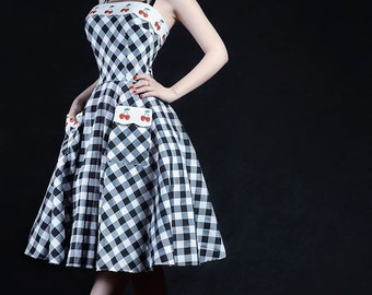 Lily Cherry Dress: rockabilly / vintage style / pin-up dress By TiCCi Rockabilly Clothing