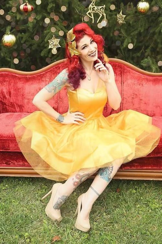 Gold Glitter Tulle Dress: Rockabilly / Vintage Style / Pin-up Dress by  Ticci Rockabilly Clothing 