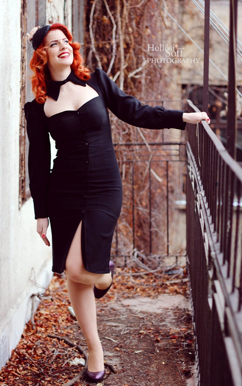 Little Black Dress: vintage style / pin-up / rockabilly pencil dress by TiCCi Rockabilly Clothing image 3