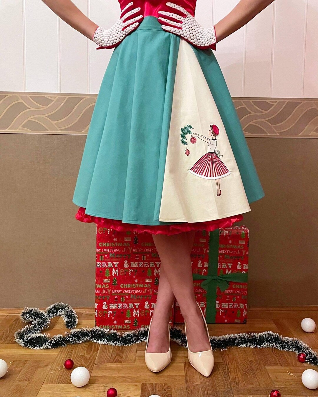 Christmas Skirt by Ticci Rockabilly Clothing Etsy