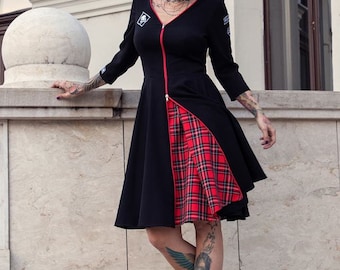 The Zipper Dress: vintage style / pin-up / rockabilly black / tartan dress by TiCCi Rockabilly Clothing