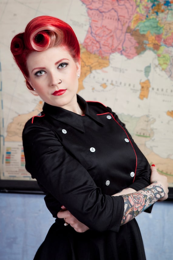 Eva Military Dress: Vintage Style / Pin-up / Rockabilly / Army Style Dress  by Ticci Rockabilly Clothing 