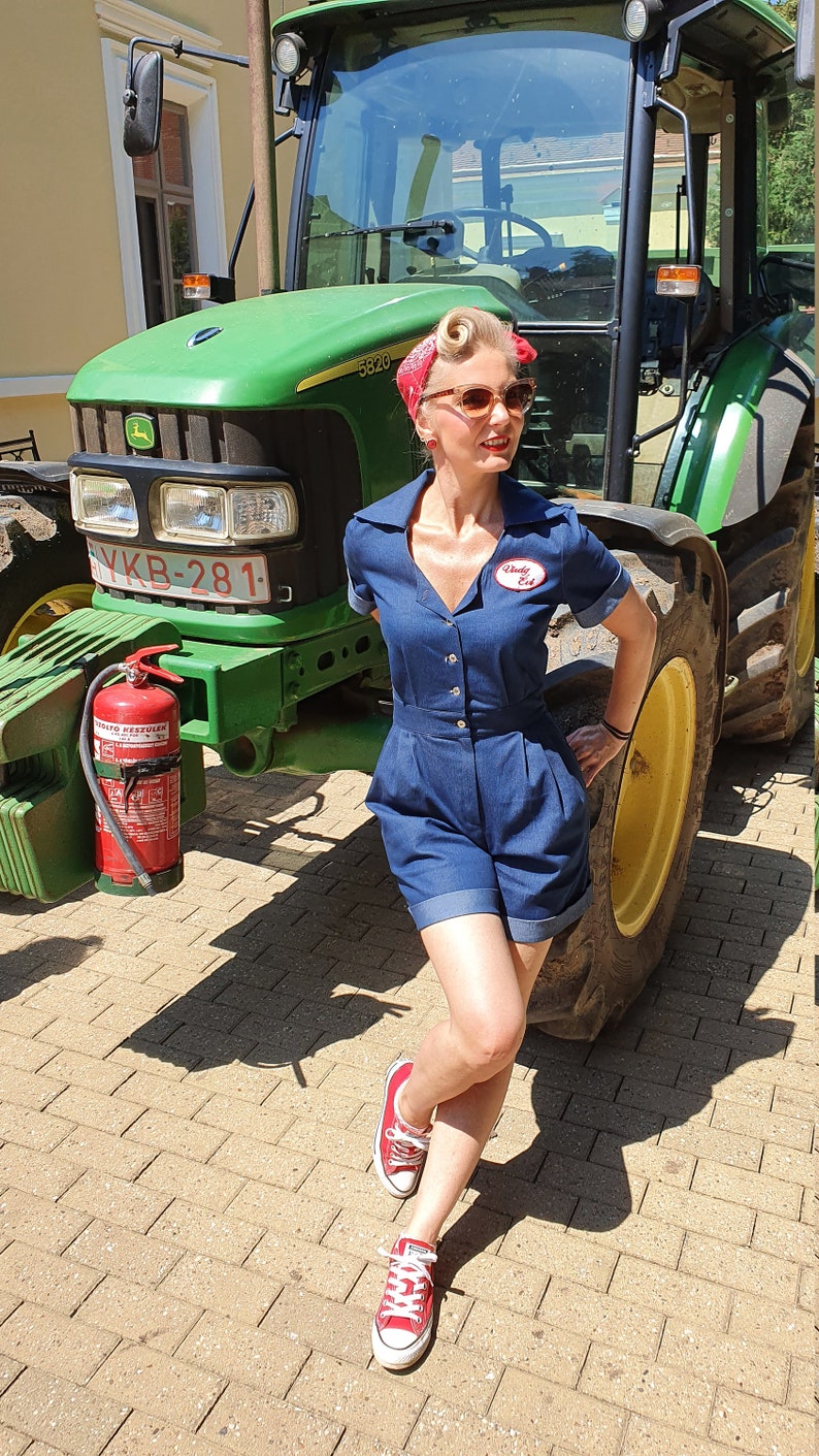 Rosie the Riveter Costume & Outfit Ideas     Rosie denim overal By TiCCi Rockabilly Clothing  AT vintagedancer.com