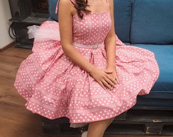 Cheryl pink polka dot dress By TiCCi Rockabilly Clothing